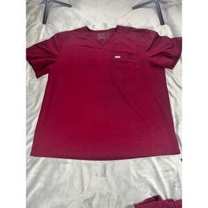Figs Men's Scrub Top Leon 3 Pocket Size XXL Burgundy Technical Collection
